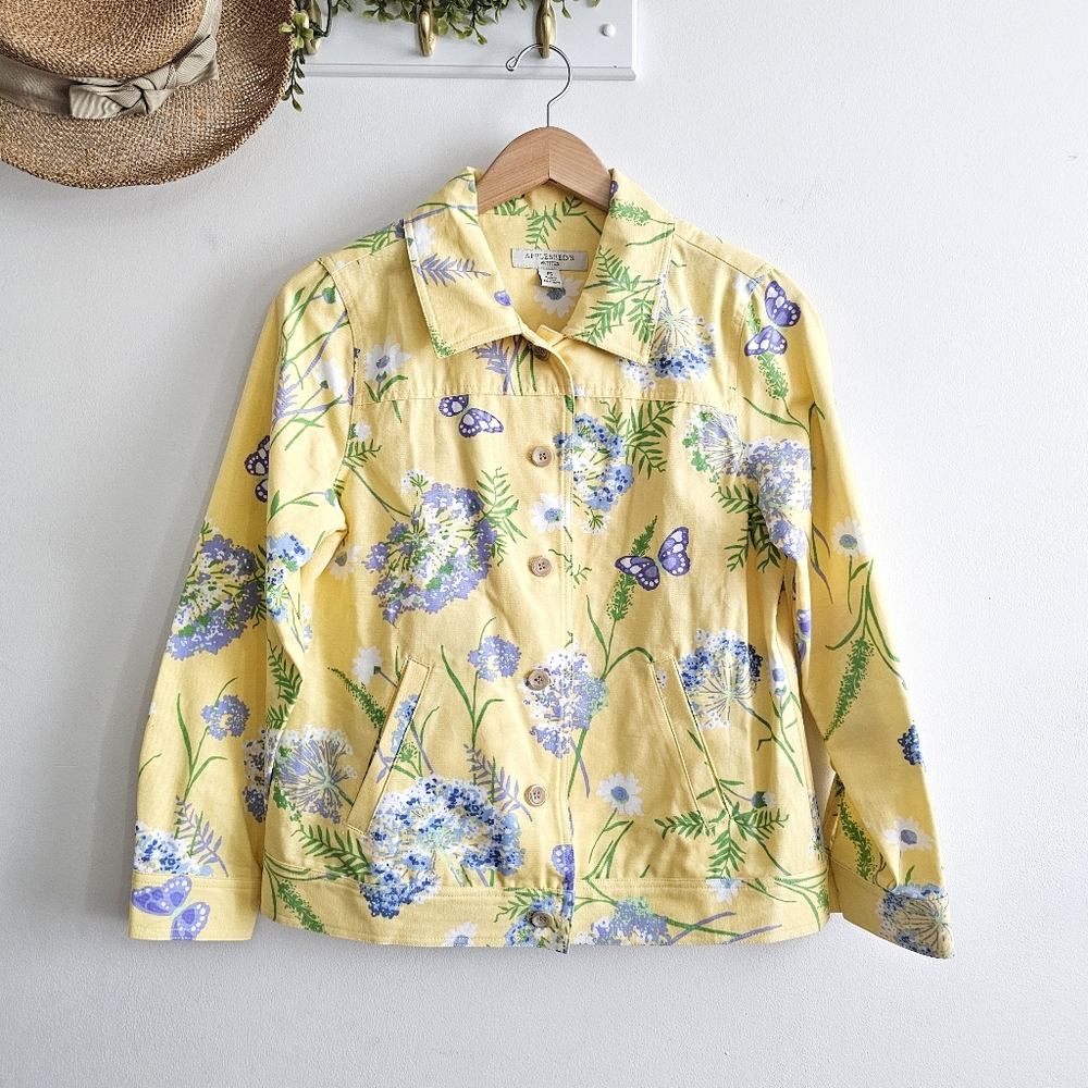 🌼 AppelSeed’s Petites Yellow Floral Butterfly Jacket PS Cotton Spring Blazer